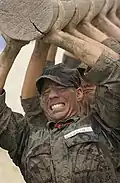 First Phase Team focused physical training with telephone pole sized logs is common (largest is nicknamed “Old Misery”). This log exercise is an inheritance from the British Commando training used during the formation in Britain of the U. S. Navy’s UDTs during World War II. These were the precursors of the SEAL teams.