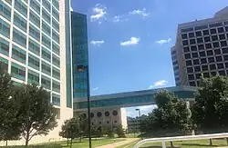 The research buildings adjacent to the Simmons Cancer Center