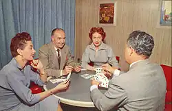 Observation car room for playing cards