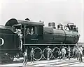 American Union Pacific steam locomotive #1500, showing the square Belpaire firebox.