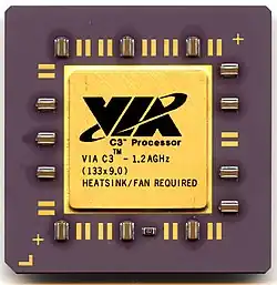 A 1.2&nbsp;GHz VIA C3 microprocessor in a ceramic package