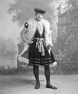 Victor Cavendish (later the 9th Duke of Devonshire) as Jean de Dinteville from Hans Holbein's painting, The Ambassadors