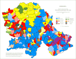 Language map of Vojvodina by settlements, 1910
