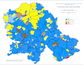 Religious map of Vojvodina by settlements, 1991