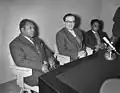 Chairman J.H.F. Sollewijn Gelpke and councillors Arfan and Mofu