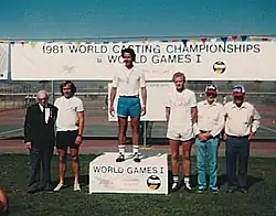 Casting - Multiplier Distance Single Handed gold, silver and bronze medalists, respectively – Steve Rajeff (USA), Chris Korich (USA) and Zack Willson (USA)