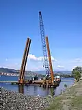 Pile driving where the west side approach was built