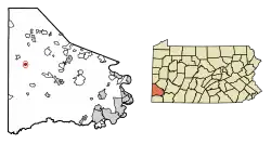 Location of West Middletown in Washington County, Pennsylvania.