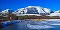 Mount Crandell centered, Bertha Peak to left