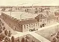 Later 19th-century drawing of the Bristol factory of Wathen Gardiner & Co