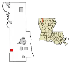Location of Doyline in Webster Parish, Louisiana.
