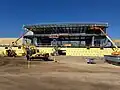 Frontal view of the main grandstands under construction