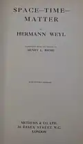 Space, Time, Matter (English, 1922: translated from German from Henry L. Brose)