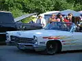 White Cadillac with flames