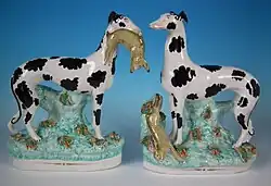 Pair of whippets depicting the sport of hare coursing, c. 1860.