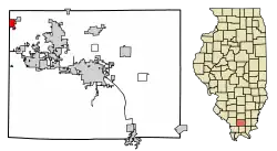 Location of Hurst in Williamson County, Illinois.