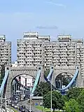 The complex before renovation, viewed from the Grunwaldzki Bridge, 2011