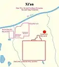 Original location of the tomb of Wirkak (red dot) in Xi'an.[21]