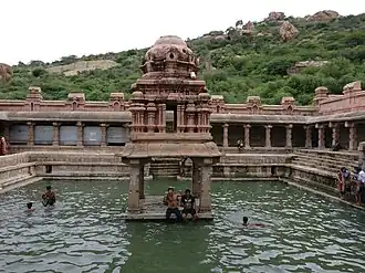 The Pushkarini is suitable for holy baths.
