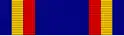 Dark blue ribbon with medium-width dark blue, yellow, and orange stripes at each border