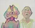 Painting "Zwei Arten zu sein (Doppelselbstporträt)" – Two Ways of Being (Double Self-Portrait), 2000